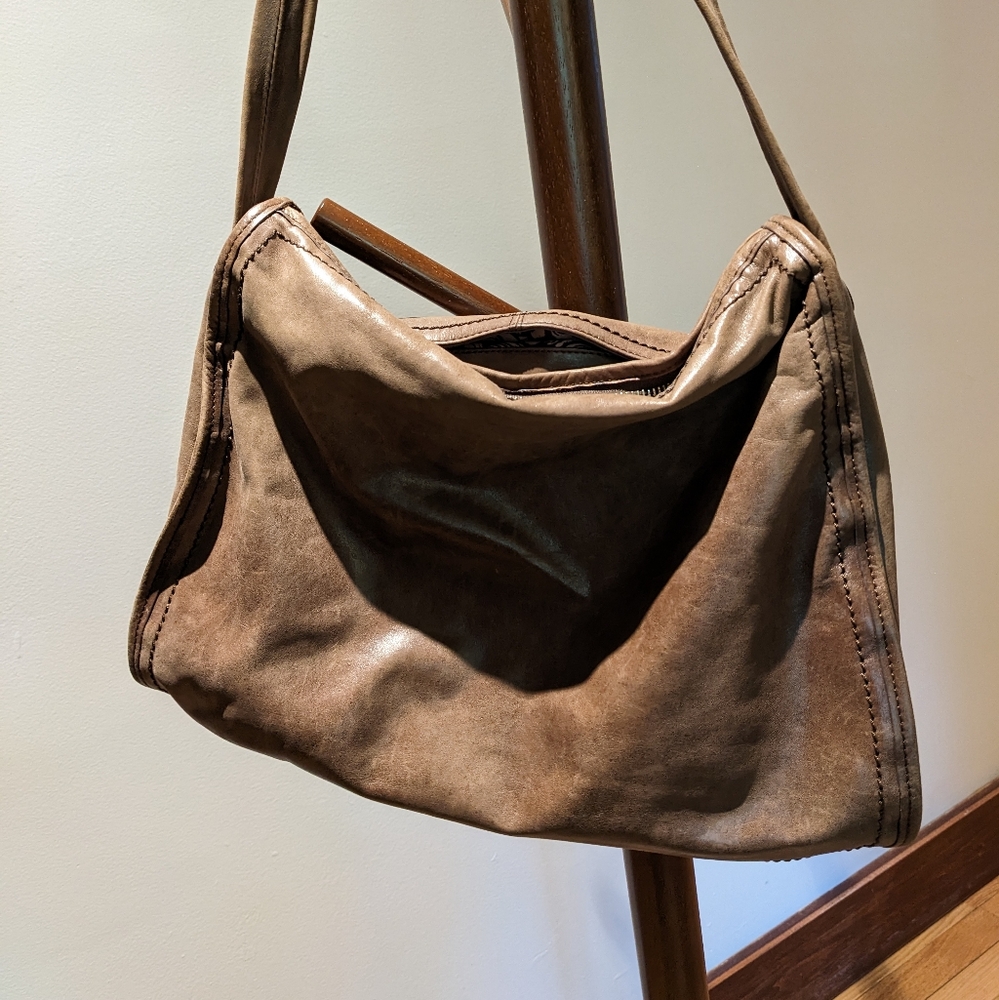 Soft brown leather HOBO shoulder bag